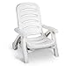Giantex Folding Lounger Chaise Chair on Wheels Outdoor Patio Deck Chair Adjustable Rolling Lounger 5 Position Recliner w/Armrests (1, White)
