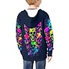 Printpub Neon Skull Graphic Graphic Zip up Hoodie for Boys 8-10 Years Y2k Hoodie Cozy Soft Sweatshirt for School #3