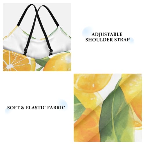 KLL Watercolor Orange Fruit Leaves Girls' 1-Piece Bathing Suit Summer Swimming Suits Adjustable Strap Quick-Dry3