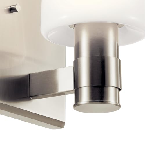 Image of Kichler Adani 1-Light Wall Sconce, Modern Light with Opal Glass in Brushed Nickel, for Bathroom, Powder Room, Kitchen, Bedroom, or Hallway (8.5 inch x 5 inch), 55174NI