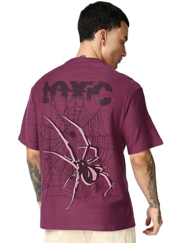 Image of Bewakoof Air 1.0 Men's Graphic Printed Oversized Fit Half Sleeve Round Neck Cotton Slub T-Shirt