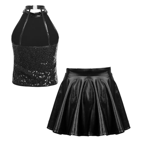 Jupe métallique et peto halter paillettes pour spectacle de danse