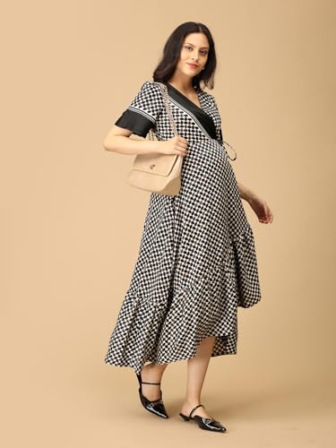 Image of The Mom Store Maternity and Nursing Wrap Dress for New Mom | Pre and Post Pregnancy Wear for Womens | Trendy Stylish Printed Friendly Dresses for Women | Comfortable