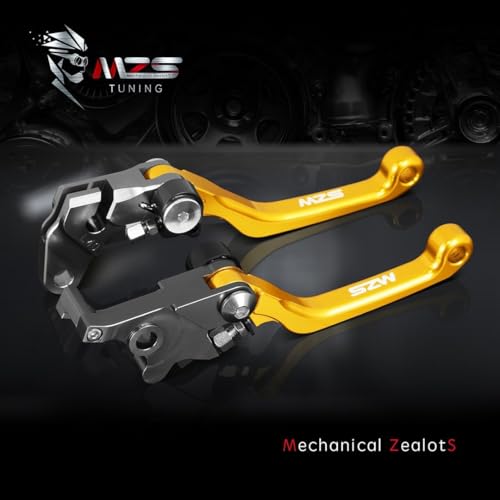 Image of MZS Dirt Bike Brake Clutch Levers, Pivot Adjustable Motorcycle Lever CNC Gold Compatible with KX65 2000-2026 / KX85 2001-2025 / KX100 2001-2021 / KX125 2000-2005 / KX250 2000-2004 / KX250F 2004