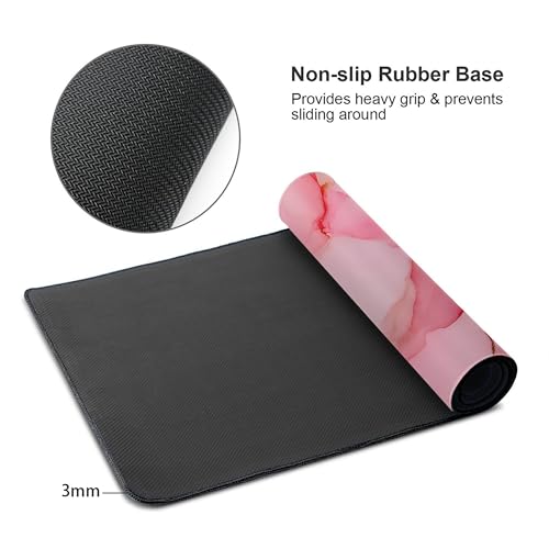 Image of Pink Gold Marble Extended Gaming Mouse Pad, with Stitched Edges Large Mouse Pad Desk Protector, Rubber Base Mousepad Keyboard Mouses Mat for Work Game Office Home- 32 inch X 12 inch Inch,E226