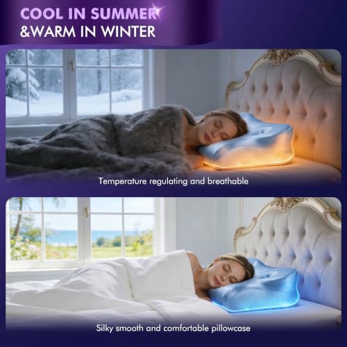 Dayme Orthopedic Memory Foam Pillows Cooling Cervical Neck Pillow Blue - image 5