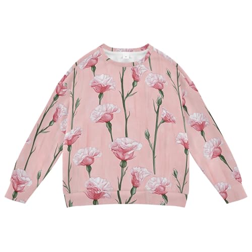JUNZAN Aesthetic Carnation Blush Kids Girls Sweatshirt Hoodie Fleece Boys Sweat Shirt Athletic 4T