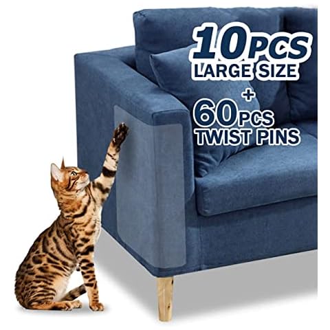 MUAEEOK Cat Scratch Deterrent - 10-Pack, Furniture Protectors from Cats Scratch - Clear, Couch Protector for Cats Couch Guards for Cats Anti-Scratch Pad and Sofa Protector (10-PACK) Cover