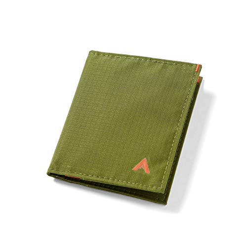 Image of Allett Hybrid Card Wallet, Cala Green | Nylon, RFID Blocking, Vertical Layout | Minimalist, Bifold, Card Holder, Water Resistant, Thin, Front Pocket | Holds 3-10+ Cards, Cash