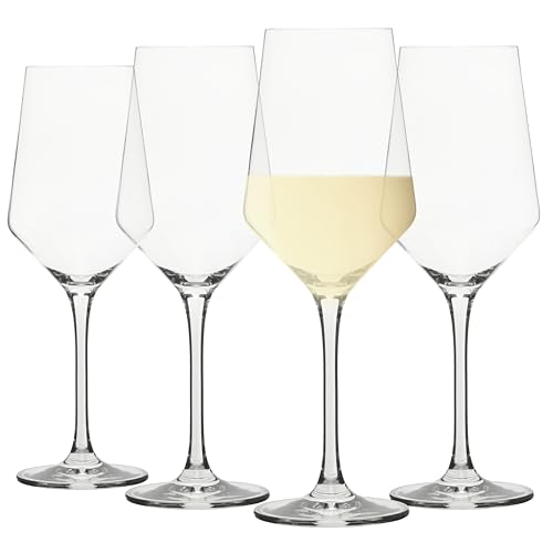Sur La Table Kitchen Essentials Vino Breeze Crystal Clear 14 OZ 4 Pack All Purpose White Wine Glass With Modern Curve Silhouette