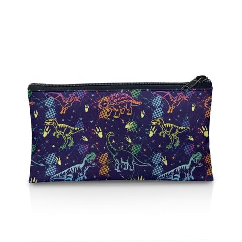 Image of Dinosaur Print Pencil Case Toddler Boys School Pencil Box Storage Pouch with Zipper Lightweight Pen Holder for Boys Soft Stationery Storage Bag