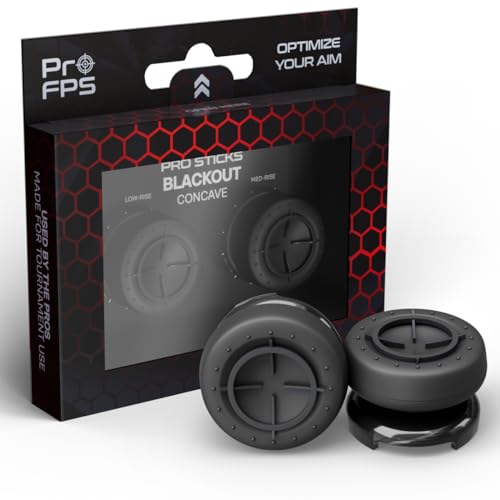 ProFPS Thumbsticks voor PS5 & PS4 â Blackout Edition â 2 Stuks: 1x Concave Low-Rise + 1x Concave Medium-Rise â Grip & Precisie voor FPS â eSports Aim Assistant â Antislip Rubber â Gaming Accessoire