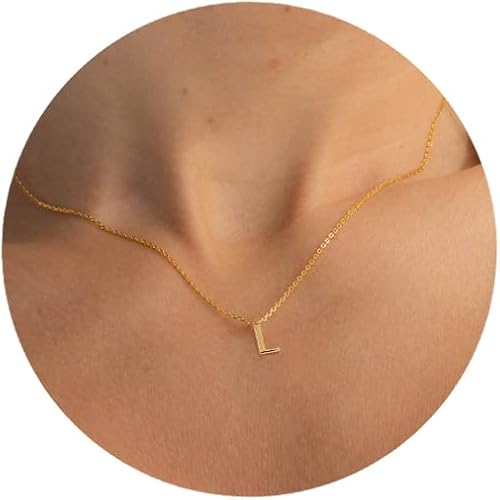 Hayopi Initial Necklaces for Women,Dainty Gold Plated Letter Necklace Name Personalized Monogram Pendant Necklace Simple Cute Initial Necklace