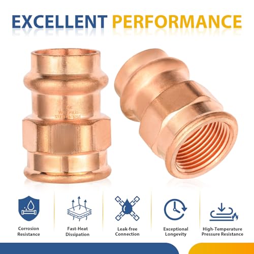 Adaptador de prensa de cobre GUOFIS de 1/2 con rosca hembra para reparar fugas de agua 4