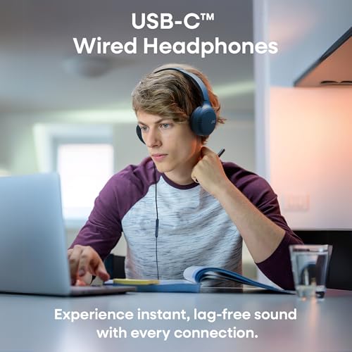 Image of JVC USB-C Wired On-Ear Headphones with Mic - Comfortable All-Day Wear, Clear Calls, Rich Sound - Foldable & Lightweight - Tangle-Free Single-Sided Cable - Great for Gaming & Work from Home