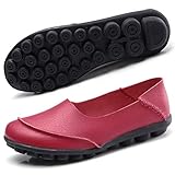 Hsyooes Mocasín de Cuero Mujer Loafers Cómodo y Antidesliz