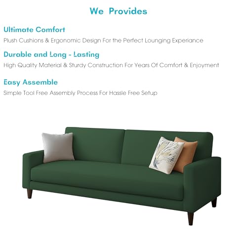 Image of Kathleen 3 Seater Sofa Set for Living Room - Foldable Convertible Couch Furniture for Home, Office or Guest Use, Modern Designer Stylish Comfortable (Green)