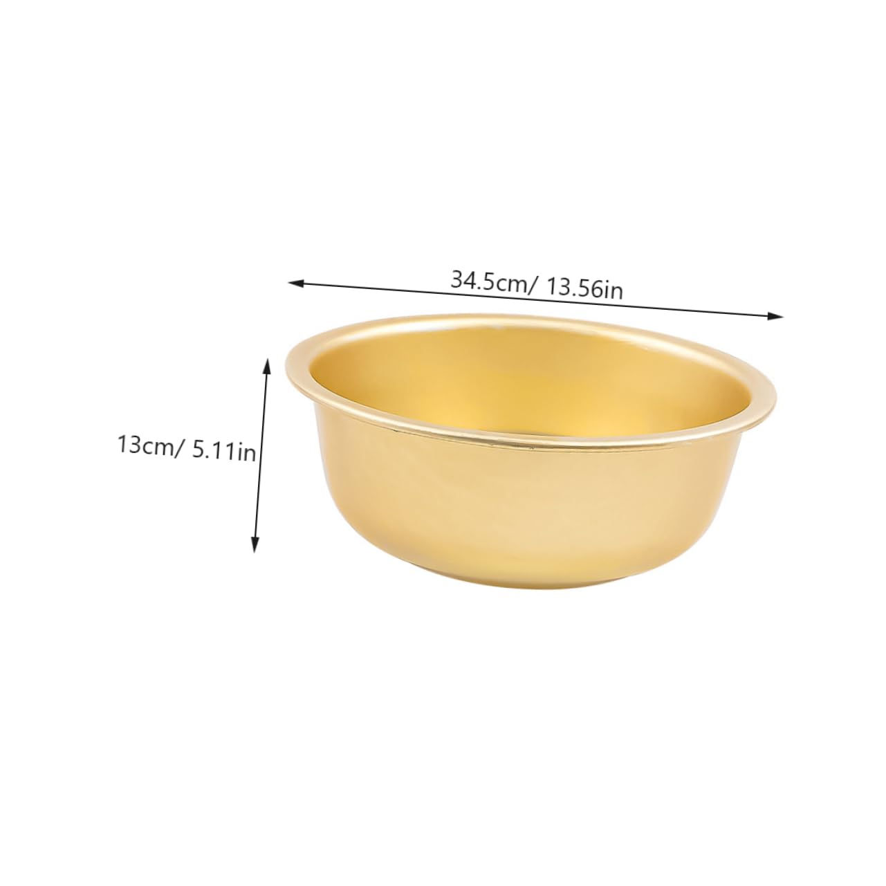 PRETYZOOM Thick Yellow Aluminum Soup Basin Large Capacity Wash Basin Metal Vegetable Dish Pan Vintage Style Bowl