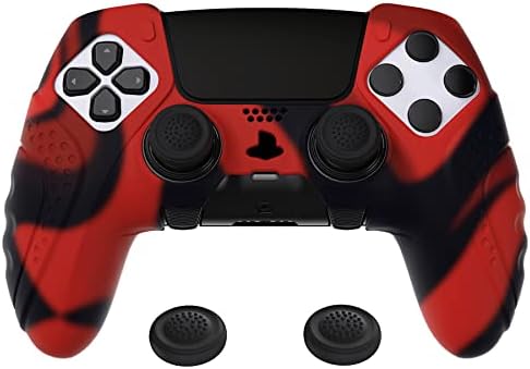 PlayVital Skórki do ps5 Edge Controller,Miękka Silikonowe Ochronne do ps5 Edge,Ergonomiczne Obudowy do ps5 z Nakładkami Kciuki-Niebieski & Czarny(Guardian Edition)