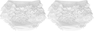GALPADA Baby Panties 2 Pcs Toddler Girls Knit Ruffled Bloomer Cotton Ruffle Panties Diaper Covers for Girls Toddlers Ages 1-2 White M Girl White Girls Ruffle Panties