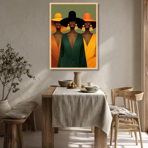 Cuadro decorativo de pared para salón moderno lienzo retrato de mujer con sombrero 2