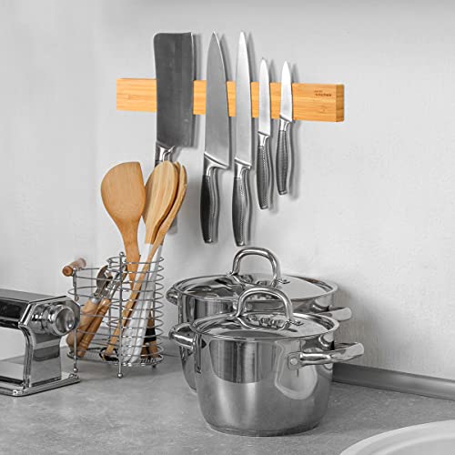 Joejis Magnetic Knife Holder 16" 40cm - Made from Bamboo - Extra Strong Magnetic Rack - Wall Mounted Kitchen Knives & Utensils Storage Organiser - Image 7