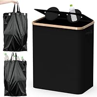 Foumteex Pfandflaschen Sammelbehälter 2 Fächer mit Decke,160L Pfandsammler Organizer and Pfandflaschen Behälter Aufbewahrung, Leergutbehälter fur Recycling Abstellraum Flaschentasche