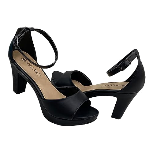 Sandália Via Uno 411003 Salto Grosso Alto Meia Pata Calcanhar Fechado Feminino