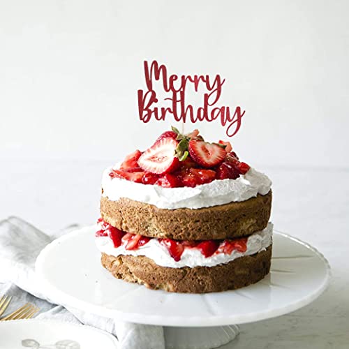 Merry Birthday Cake Topper - Winter Christmas Glitter Red Santa Cake Topper Joyeux Noel Happy New Year Christmas Holidays Party,Party Cake Decoration Supplies #TOP4