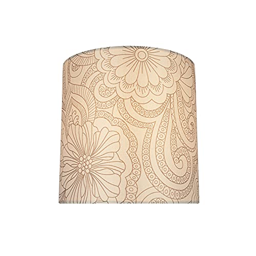 Image of Aspen Creative 58305A, Drum Uno Lamp Shade, Cream Floral Pattern, 8 inch Top x 8 inch Bottom x 8 inch Height, Slip UNO 33mm