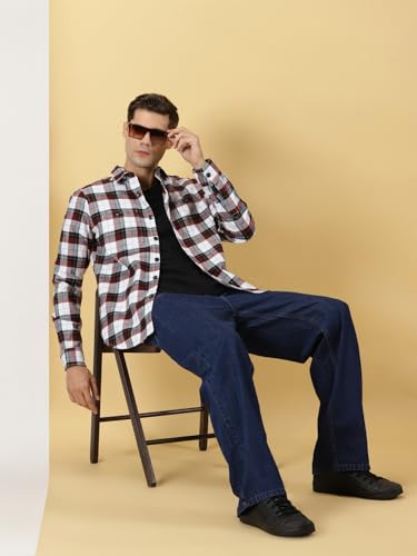 Image of Thomas Scott Men's | Checks | Full Sleeve | Regular Fit | 100% Cotton | Double Pocket | Spread Collar | Casual Shirt