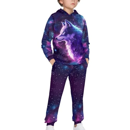 WELLFLYHOM Boy Clothes Long Sleeve Hoodie Sweatsuits Tops and Pants 5-12 T 2Pcs Boys Athletic Kids Pants Set