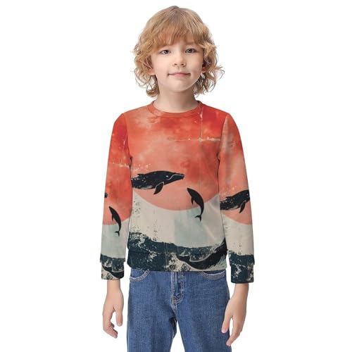 Lonely WhalesChildren's Casual Pullover Sweatshirt Loose Fit7-9Y