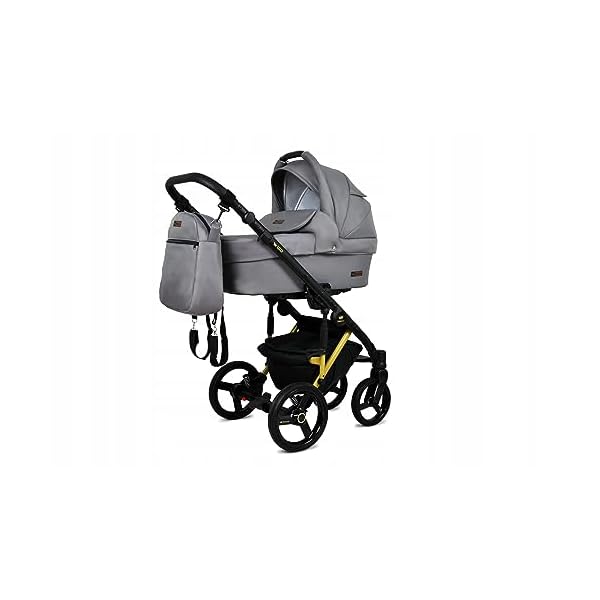 BabyLux® Bambimo Kinderwagen Set 3 in 1 - UZO - incl. Babywanne, Buggy Sportsitz, Auto-Babyschale - Autositz - Kinderwagenset - Kombikinderwagen mit Wickeltasche, Regenschutz usw.