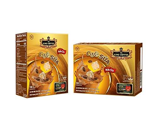 KingCoffee Instant Cafe Sua Vietnamese Coffee Bag of 10 sachets x 24g include Sugar, Non-dairy creamer & Coffee Mix Authentic Vietnamese Coffee, Pack of 1