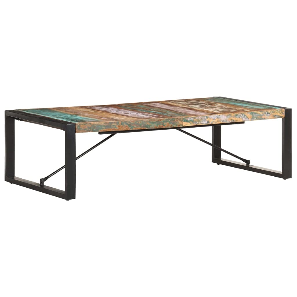 Table basse 140x70x40 cm en bois massif recyclé exclusive pour salon haut de gamme