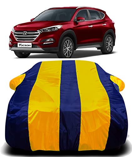 Image of Waterproof Car Cover with Ultra Surface Body Protection (Yellow Stripes) (Hyundai Tucson)