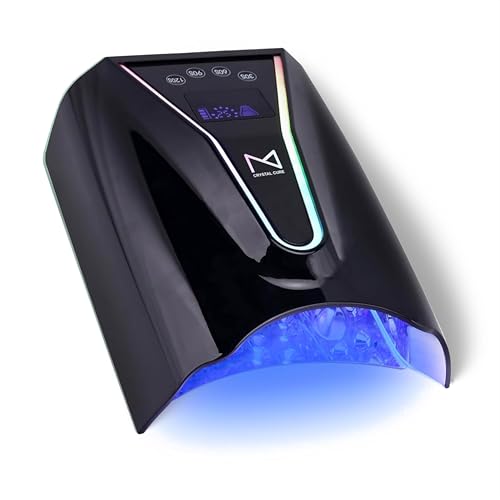 M - Crystal Cure 128W UV Nail Lamp - Fast Curing Nail Light with 45 Powerful 365nm+405nm LEDs - Cordless, Rechargeable, Auto Sensor - UV Light for Gel Nails for Manicures & Pedicures (Black)