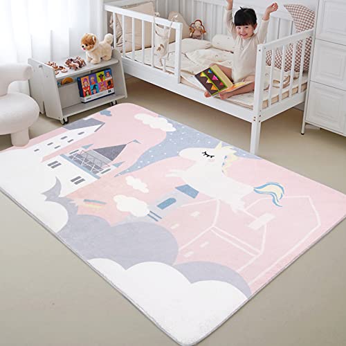Abreeze Kids Rug Play Mat Ultra Soft Rugs For Kids Room, 3.3'X5' Non Slip Pink Unicorn Children Nursery Rug Baby Rug Area Rug Kids Carpet For Bedroom Decor Playroom Living Room #TOP23