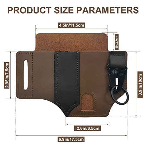 Kndatle Multitool Sheath, Genuine Leather EDC Belt Loop Waist Multitool Sheath, Pocket Organizer Storage Belt Waist Bag for Camping - Thumbnail 4
