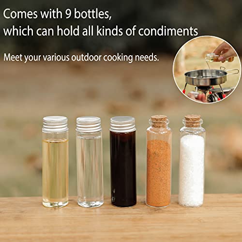 TOBWOLF Tragbare Gewürztasche mit 9 Gewürzgläsern, Gewürz-Aufbewahrungstasche aus Segeltuch, Gewürzflaschenhalter mit… - Image 7