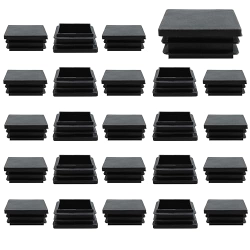 Image of 24PCS (1-1 /2Inch) /38mm Square Plastic Hole Plug, Black Furniture Finishing Sliders, Square Pipe Tubing End Cap, Plastic Insert End Caps for Square Metal Tube