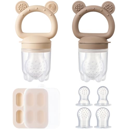 2 Pack Silicone Baby Fruit Feeders with Freezer Tray