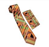 ShopHaven African Kente Tie Set, Ankara Tie and Handkerchief, Afrocentric Necktie and Hanky, African Men Accessory