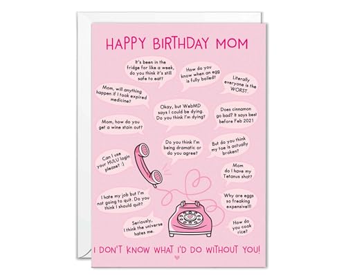 The Cardtel Birthday Card For Mom, Gift for Mommy, Funny Cards, Texts, Calls to Mum, Calling With Questions, From Daughter (Calls to Mom)