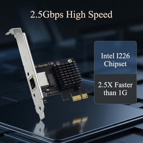 Image of 2.5Gb PCIe Network Card with Intel I226-V Chip, 2500M /1000M /100M Network Adapter NIC, PCIe 3.1 X1, PCI Express Gigabit Ethernet Card for Windows 10 /11, Linux Kernel 5.16.18 /RHEL8.6, VMware ESXi8.0