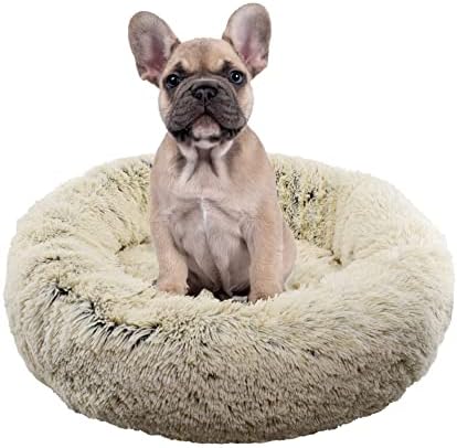 FuzzBall Fluffy Luxe Pet Bed, Calming Donut Cuddler – Machine Washable, Waterproof Base, Anti-Slip (for Small Dogs and Cats up to 25lbs)