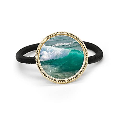 Élastique à cheveux en métal argenté anti-glisse avec motif vagues de mer