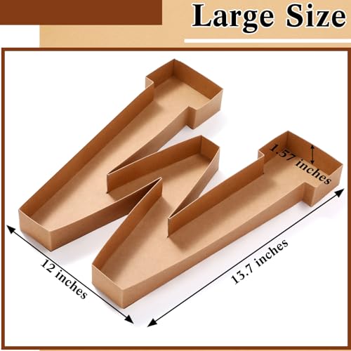 SiliFine 13.7\'\'H Cardboard Letter Box for Charcuterie Birthday - Fillable Paper Mache Candy Container for Treats, Festival Decorative Box (Letter W)