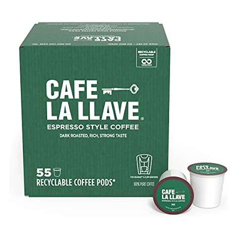 Cafe La Llave Espresso-Style Dark Roast Coffee Pods for Keurig K-Cup Brewers - Bold, Rich Flavor - 55 Count Single Serve Recyclable Capsules - Premium Arabica Beans - Family Crafted Cover